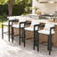 Tabouret de bar d'extérieur en aluminium Pula, chaise de bar, structure noire avec coussin gris, ensemble de 4-234554697