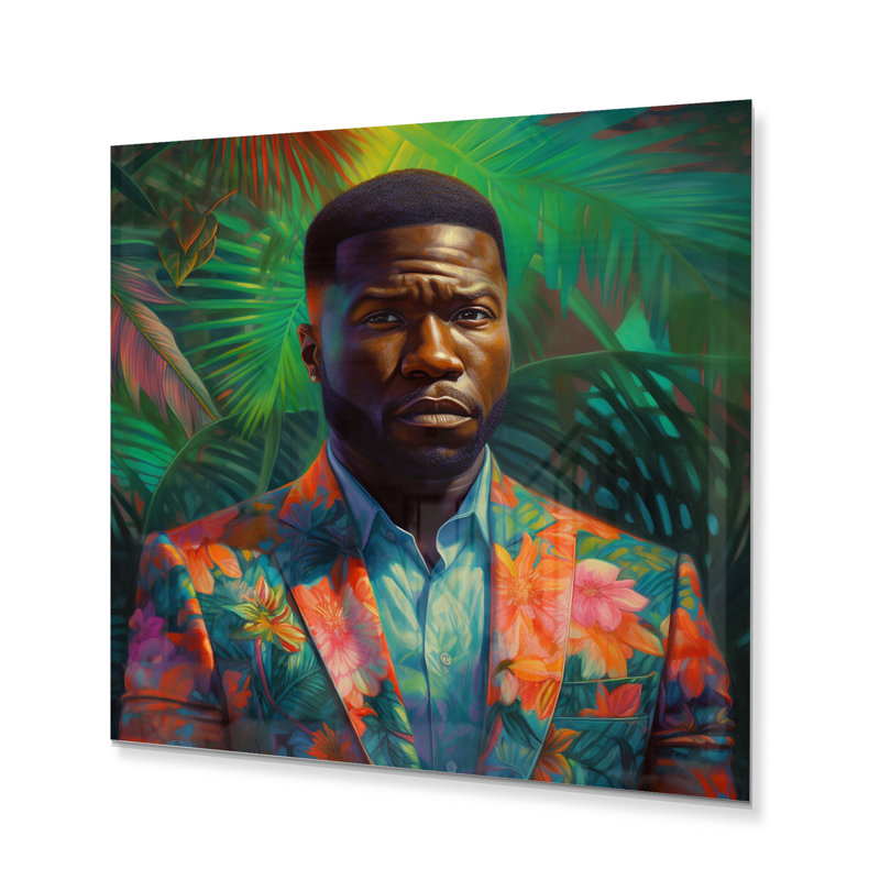 50 cent Miami Vibes sur impression métallique, H 23 po x l 23 po x P 1 po