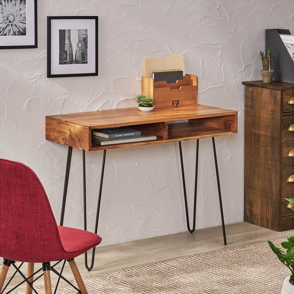 George Oliver Ebinum Metal Base Writing Desk | Wayfair