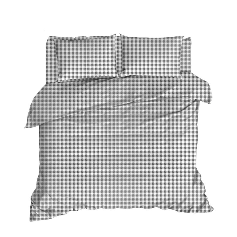 Ensemble de housse de couette en coton gris / blanc Ireal