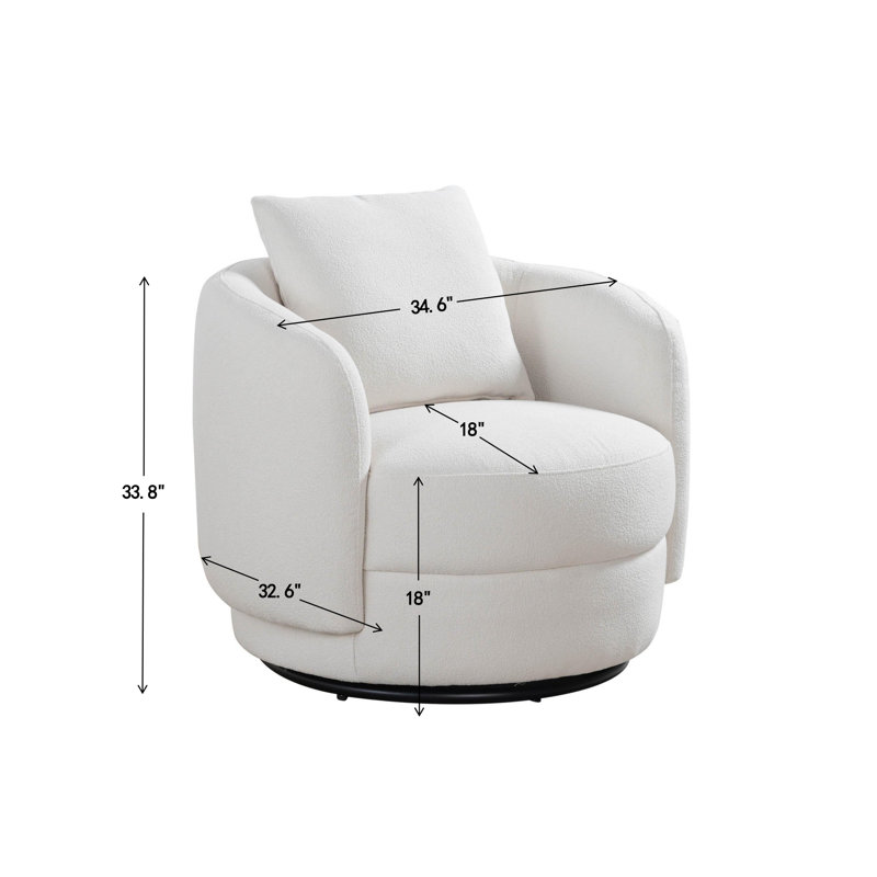 Fauteuil d'appoint pivotant rembourré Opal, Ourson blanc