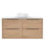 Meuble-lavabo mural en chêne naturel avec vasque ronde en céramique-600534164