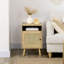 Alarich Rattan Bedside Table Nightstand with Storage Shelf Set of 2 Natural