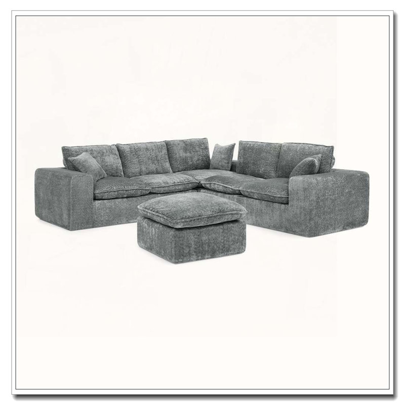 Canapé modulaire en L 107 po, 6, Gris