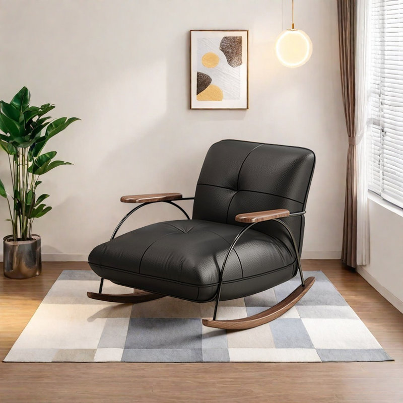 Chaise en similicuir de qualité supérieure noyer, Noir, noir, noir, noir