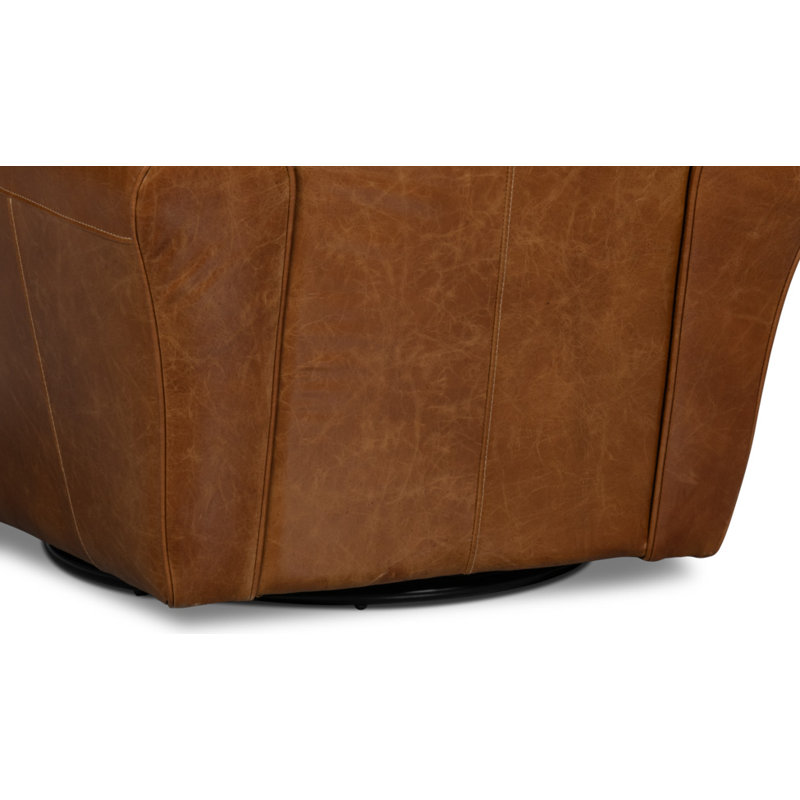 Elite Swivel Armchair, Brown Genuine Leather