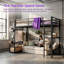 Lit mezzanine simple en métal UnaNidus avec garde-robe, tablettes de rangement et panneau perforé pour économiser de l'espace