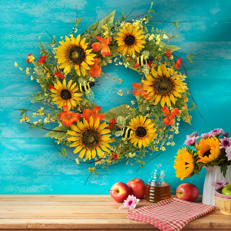 26"Sunflower & Bumblebee Wreath
