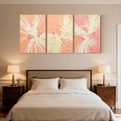 Abstrait abstrait floral, ensemble de 3 impressions murales sur toile