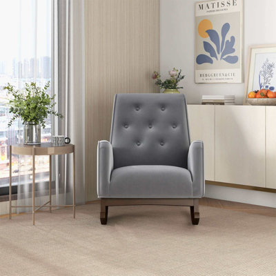 Chaise berçante élégante en tissu gris Demetrius