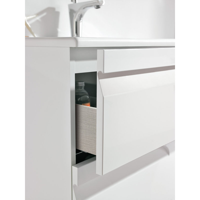 Ensemble de meuble-lavabo simple mural 32 po Huntsville, Blanc