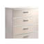 Commode 1 pièce à cinq tiroirs de style contemporain avec accents chromés blanc brillant et finition chromée