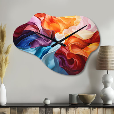 Opt Art Dynamic Chromatics - Op Art, horloge murale asymétrique en métal, impression d'horloge moderne en nuage