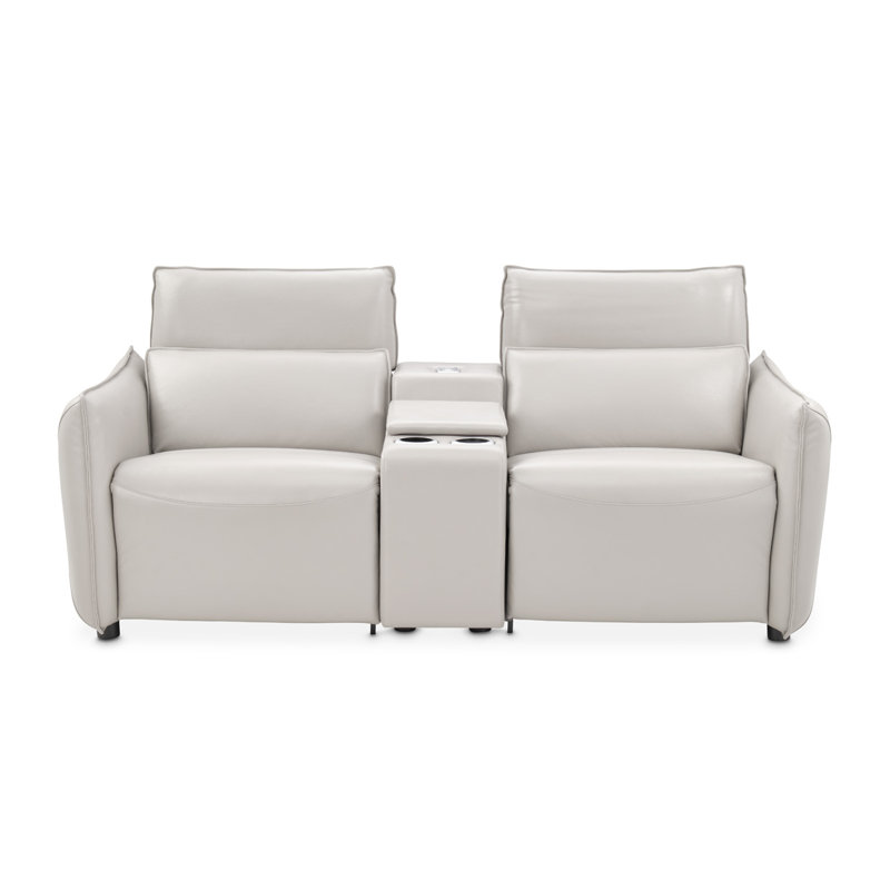 Mia Bella 78'' Recessed Arm Reclining Loveseat, Light Gray