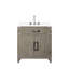 30 po L x P 22 po. Meuble-lavabo de salle de bain en chêne gris avec comptoir en quartz blanc poli à la main et robinet-393000906