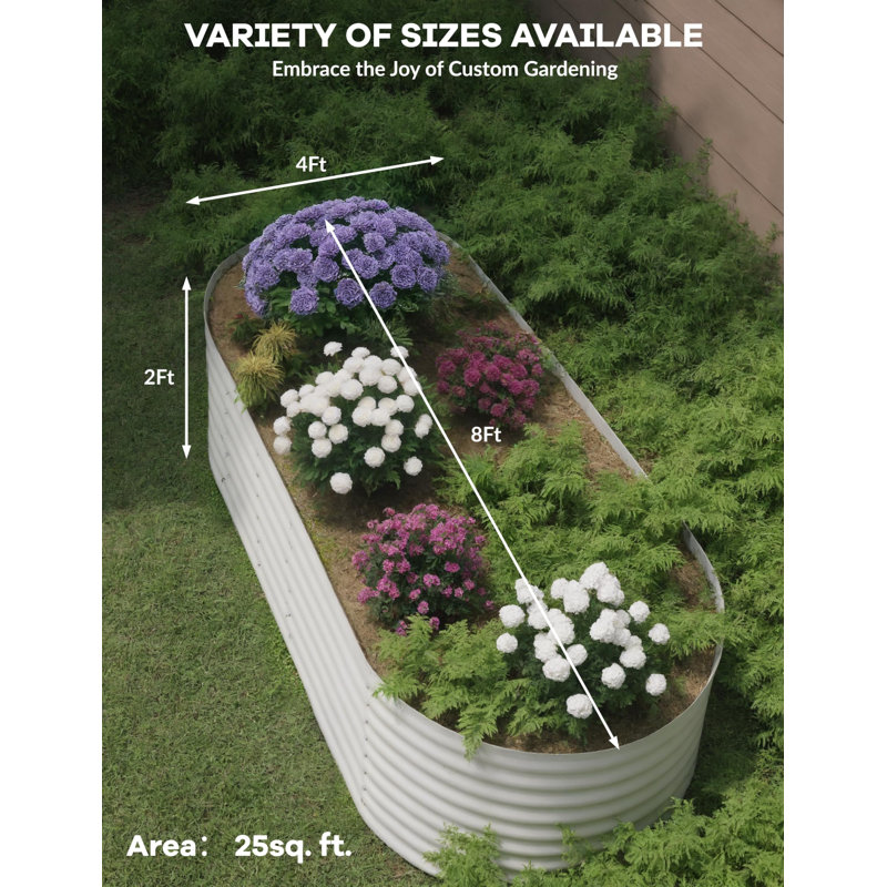 2 Pcs Raised Garden Beds Outdoor 8x4x2 ft - Galvanized Steel Planter Box for Vegetables, Flowers, Rust-Resistant Garden Box, Easy Assembly Raised Beds, Durable Planters for Outdoor Plants, Beige