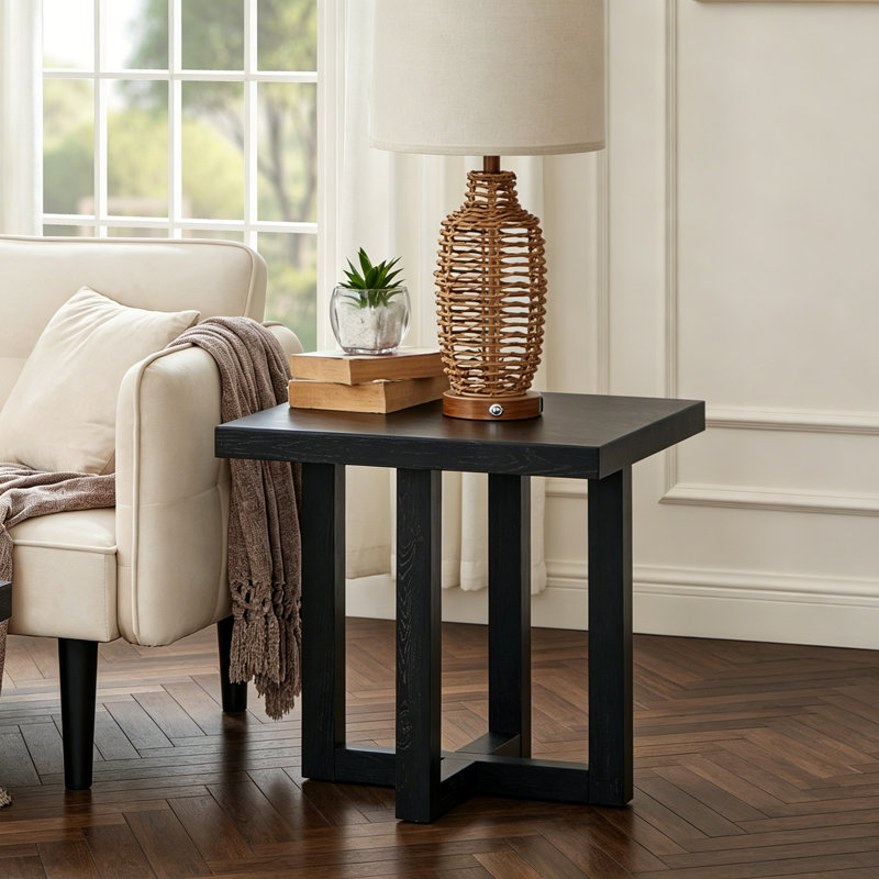 Table de bout contemporaine Luno, noir, Black