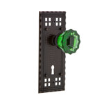 Craftsman Plate with Decorative Keyhole and Crystal Emerald Door Knob