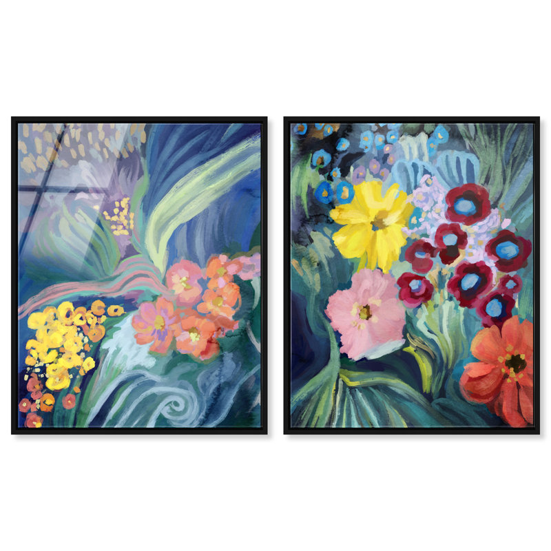 Spring Motion Set Set by Oliver Gal, 74"H x 62"W, Black Floater Frame