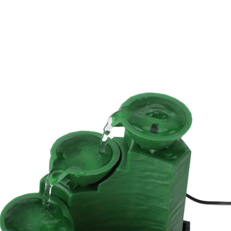 Fontaine de table à circulation d'eau pour bureau USB avec cascade et pierres à lumière DEL pour le bureau vert émeraude