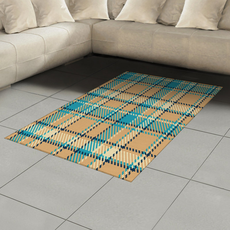 Checkered High Density Long Fiber Poly Threads Decorative Area Rug Carpet, Rectangle 4' x 5'8"