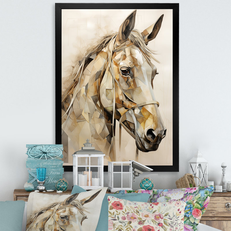 Cheval majestueux sur toile, Cadre photo blanc, H 32 po x l 16 po