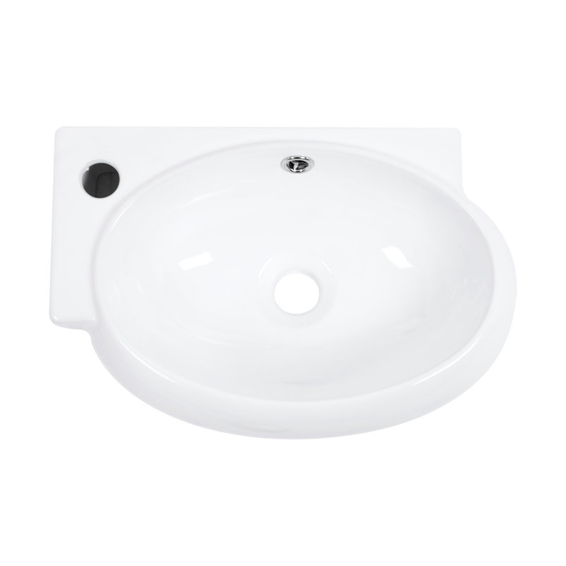 16X11 Inch Stain White Ceramic Wall Mount Bathroom Sink, Single Faucet Hole, Acid , Smooth Surface, Low Water Absorption, Modern Appearance Resistance, Decor