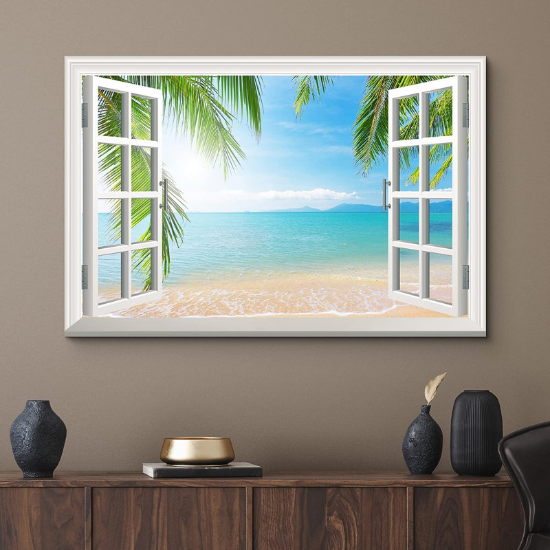 «Landscape Tropical Palm Tree Beach Nature Wilderness», reproduction sur toile, H 12 po x l 18 po x P 1,5 po
