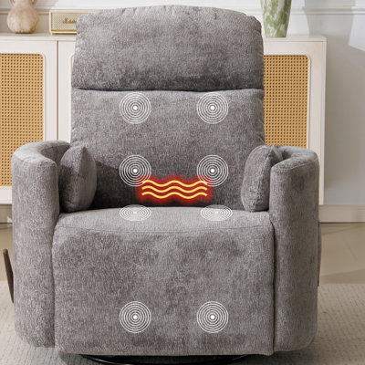 Oversized Swivel Recliner Chair With Massage And Heat, White