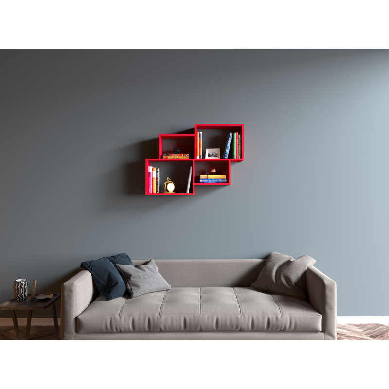 Auburndale Wood Floating Shelf, Red