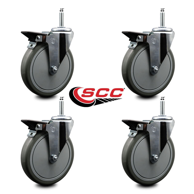 Roulettes pivotantes en poly avec roues pivotantes de 5/8 po avec frein