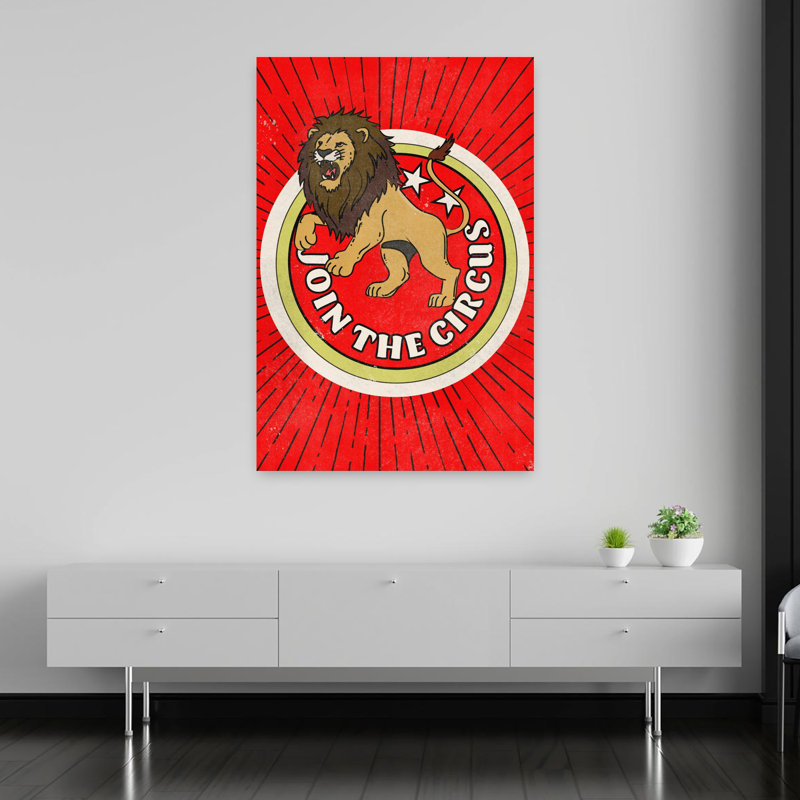 Contemporary Art Bold Classic Retro Lion Architecture Landscape Wall Art - Wrapped Canvas Print, 152.4cm H x 101.6cm W