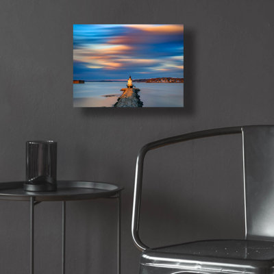 «Autumn Skies At Spring Point Ledge Lighthouse» par Rick Berk, art mural en verre acrylique