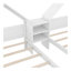 Lit plateforme simple double avec tête de lit en forme de maison et table de chevet intégrée, blanc