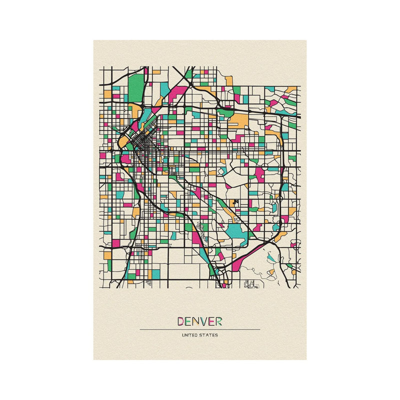 Denver, Colorado Map by Ayse Deniz Akerman - Wrapped Canvas Print, 66.04 cm H x 45.72 cm W x 3.175 cm D
