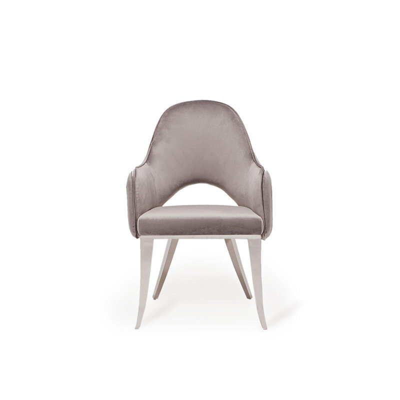 Chaise d'appoint en velours Merriott, Gris, Argent