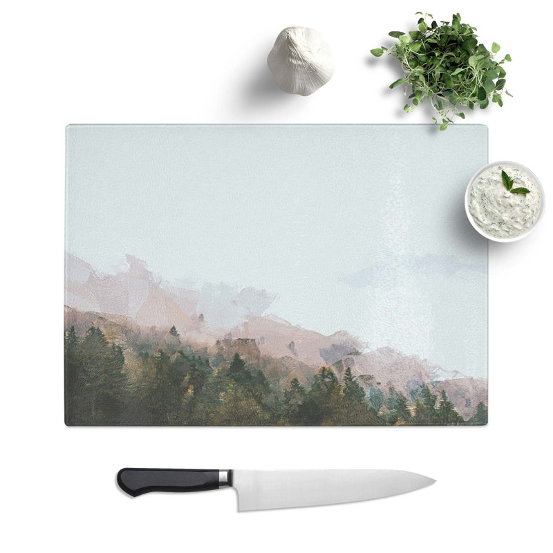 Tempered Glass Covered with Fog Chopping Board, 39 cm W x 28.5 cm L