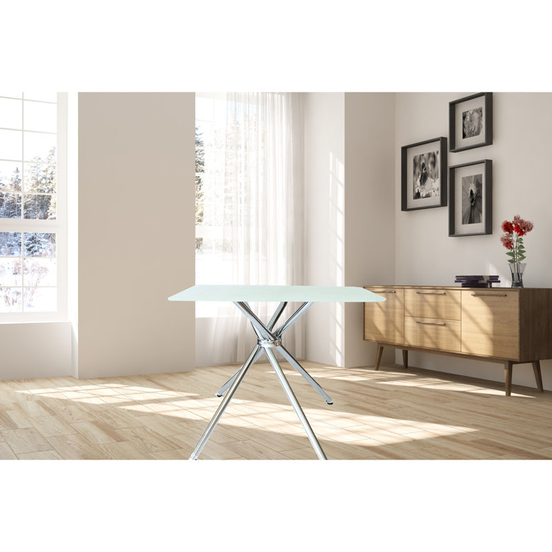 Table carrée moderne en verre trempé givré de 36 po pour la cuisine et la salle à manger