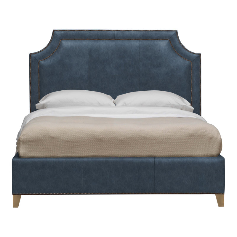 Audrey/Asher Leather Solid Wood Bed, Yes, Hampton, Saloon Jeans