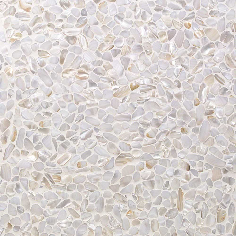 Oyster 12x12 Pebbles Polished Pearl Mosaic Tile