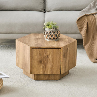 Table basse hexagonale simple et pratique avec tiroirs, matériau en bois aggloméré, design unique, durable et élégant pour tout salon