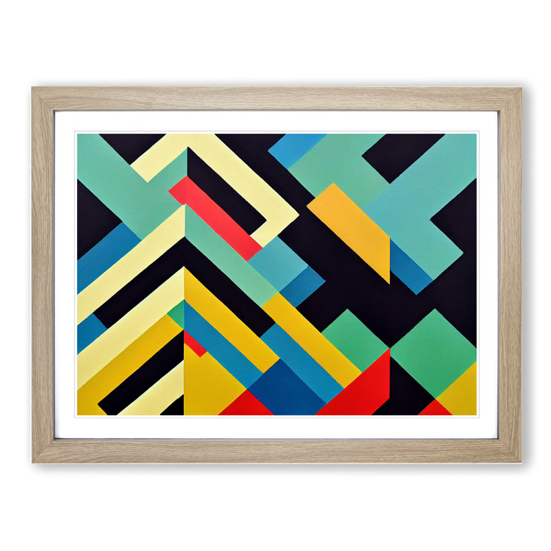 Engaging Abstract - Single Picture Frame Print, 25cm H x 34cm W x 2cm D, Oak Framed