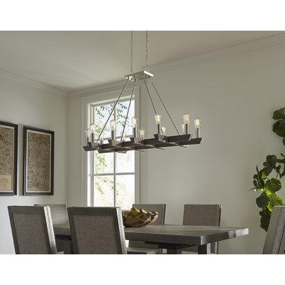 Luminaire suspendu linéaire pour îlot de cuisine 12 lumières Hobson