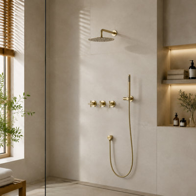 cox Round Rain Shower Combo Set Wall-Mounted Bathroom Shower System with 10-Inch Rain Showerhead
