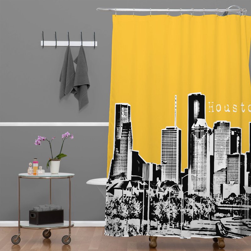 Rideau de douche simple houston Bird Ave, Jaune