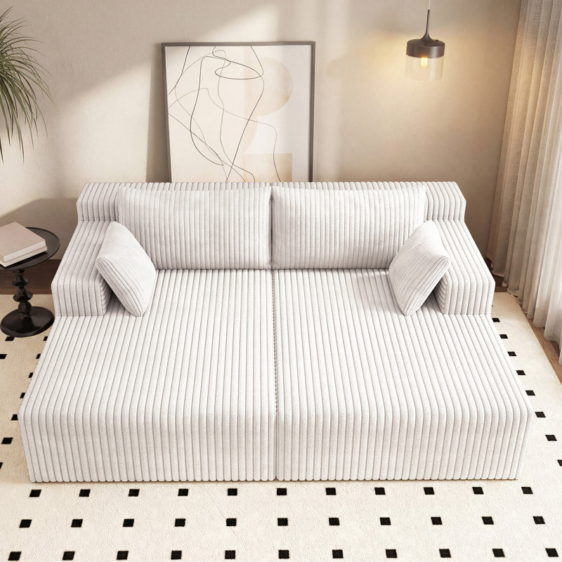 Boneless 71'' Oversized Double Chaise Lounges Indoor, Cloud Upholstered Boneless Couch Bed