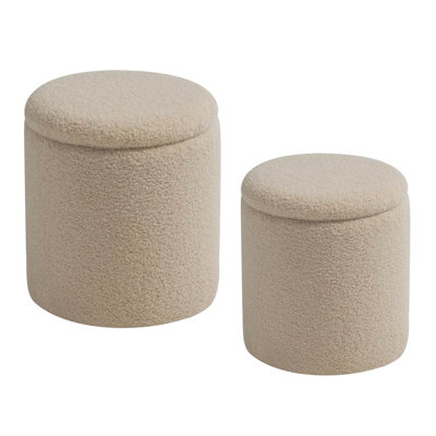 OTTOMAN WITH STORAGE SET OF 2 WHITE