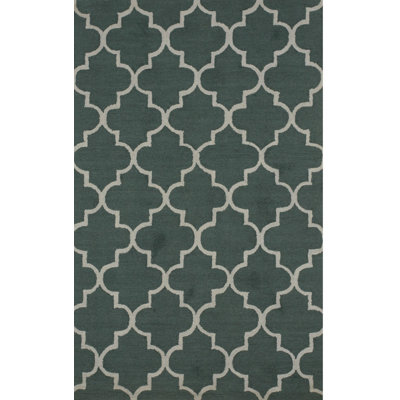 Hand Tufted Wool Area Rug in Green