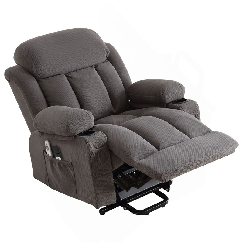 Fauteuil inclinable électrique Power Lift avec chaleur et massage Fauteuil inclinable électrique en tissu pour personnes âgées avec poche latérale, port de charge USB, télécommande pour le salon
