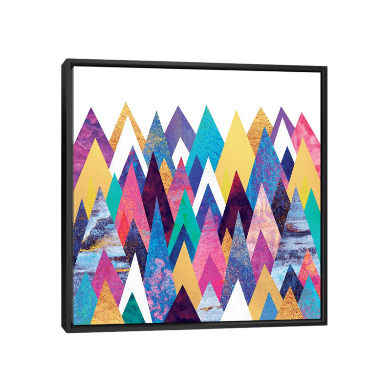 « enchanted montagnes », impression sur toile, H 18 po x l 18 po x P 1,5 po, Toile avec cadre noir, Pas de tapis
